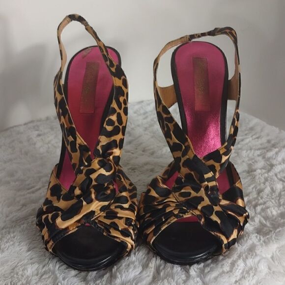 Betsey Johnson Leather Animal Print Heels - Picture 1 of 8